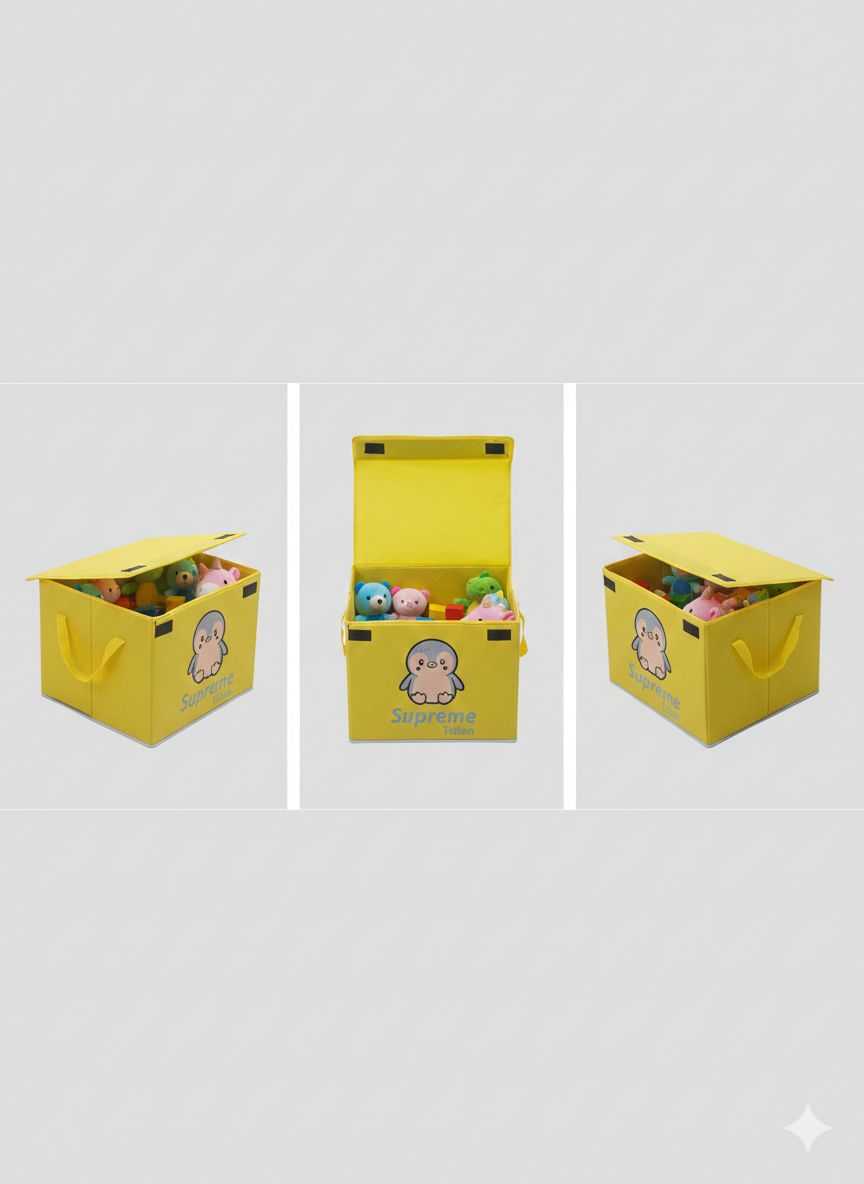 Foldable Cartoon Toy Storage Box – Large Canvas Organizer for Kids Room
